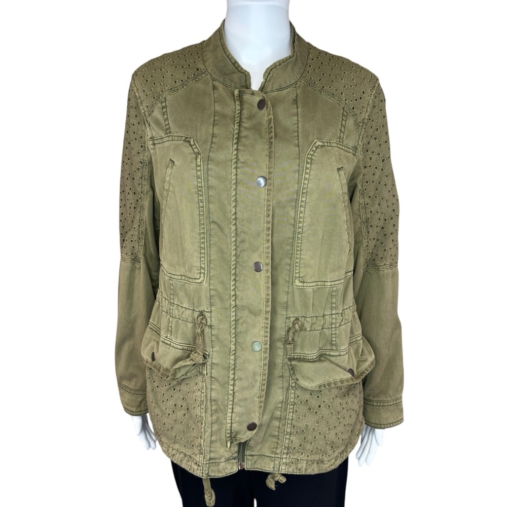 Anthropologie Hei Hei Green Marais Eyelet Anorak Utility Jacket L - Picture 2 of 9